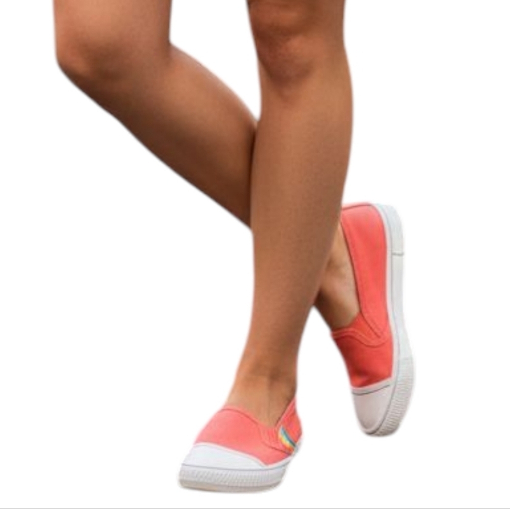 Tigerbear Republik Rainbow Slip On Sneakers Women 7.5 Red Boho Chic